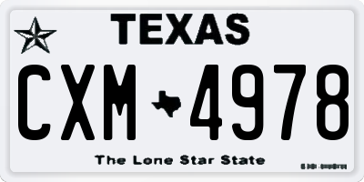 TX license plate CXM4978