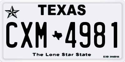 TX license plate CXM4981
