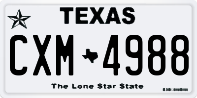 TX license plate CXM4988