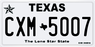 TX license plate CXM5007