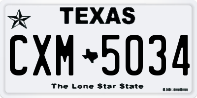 TX license plate CXM5034