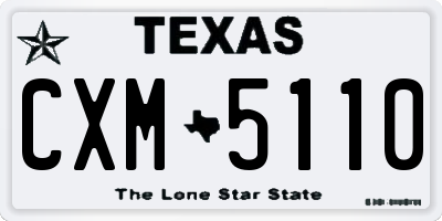 TX license plate CXM5110