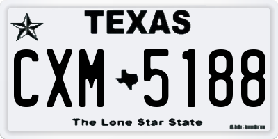 TX license plate CXM5188