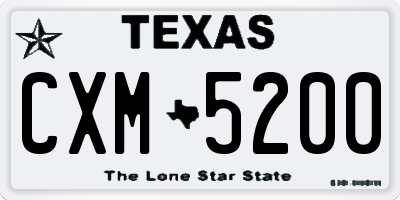 TX license plate CXM5200