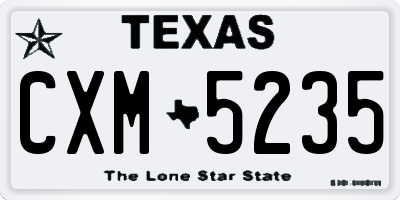 TX license plate CXM5235