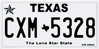 TX license plate CXM5328