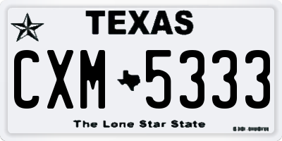 TX license plate CXM5333