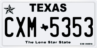 TX license plate CXM5353