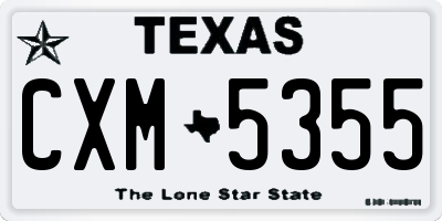 TX license plate CXM5355