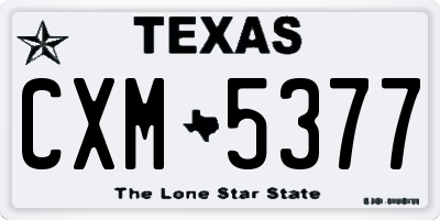 TX license plate CXM5377