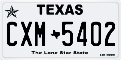 TX license plate CXM5402
