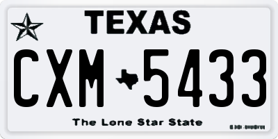 TX license plate CXM5433
