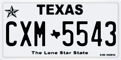 TX license plate CXM5543