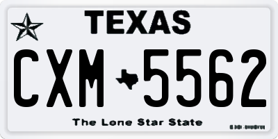 TX license plate CXM5562