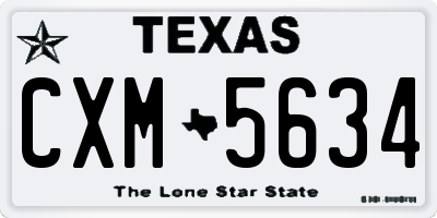 TX license plate CXM5634