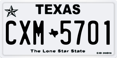 TX license plate CXM5701