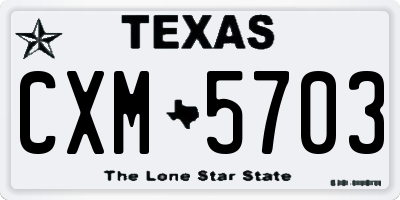 TX license plate CXM5703