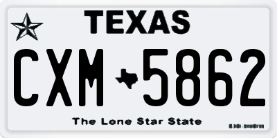 TX license plate CXM5862