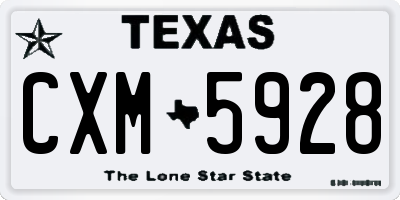 TX license plate CXM5928