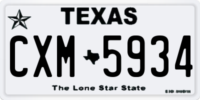 TX license plate CXM5934