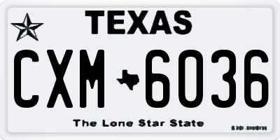 TX license plate CXM6036