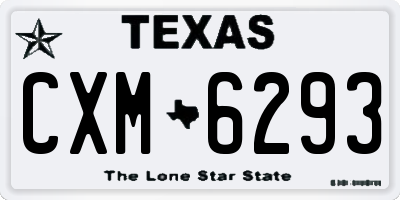 TX license plate CXM6293