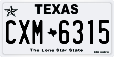 TX license plate CXM6315