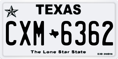 TX license plate CXM6362