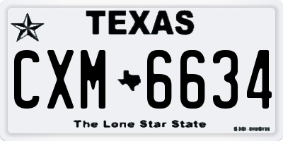 TX license plate CXM6634
