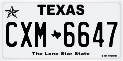 TX license plate CXM6647