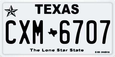 TX license plate CXM6707
