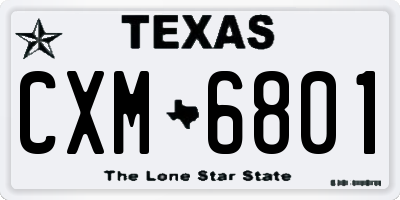 TX license plate CXM6801