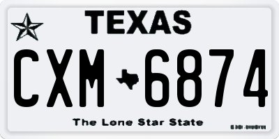 TX license plate CXM6874