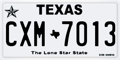 TX license plate CXM7013