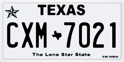 TX license plate CXM7021