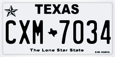 TX license plate CXM7034
