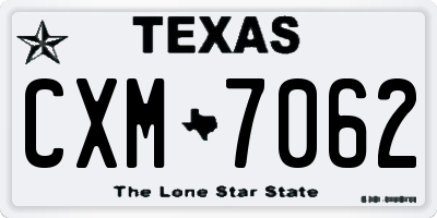 TX license plate CXM7062