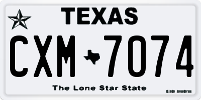 TX license plate CXM7074