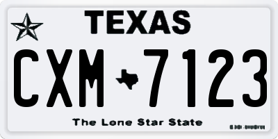TX license plate CXM7123