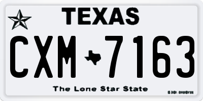 TX license plate CXM7163