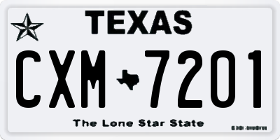 TX license plate CXM7201
