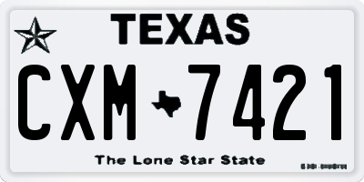 TX license plate CXM7421