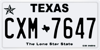 TX license plate CXM7647