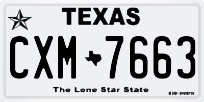 TX license plate CXM7663
