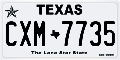 TX license plate CXM7735