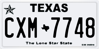 TX license plate CXM7748