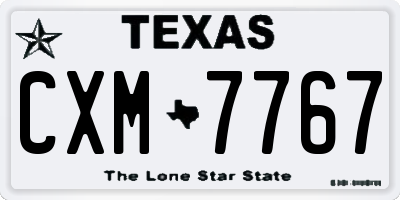 TX license plate CXM7767