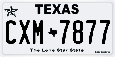 TX license plate CXM7877
