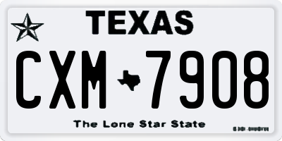 TX license plate CXM7908