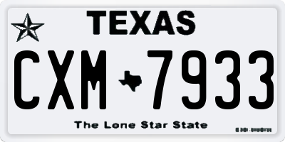 TX license plate CXM7933